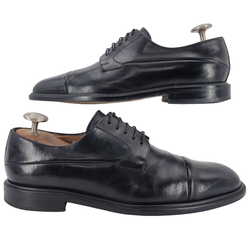 Mezlan Spain Mens size 11 Dress Shoes Black Leather Cap-toe Derby Oxfords Formal - Picture 4 of 12
